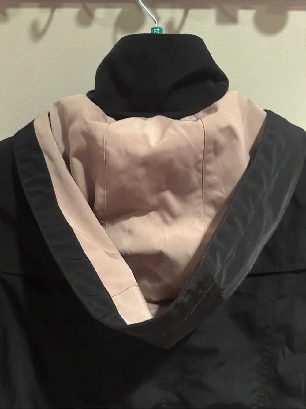 Gallery Black Utility Hooded Jacket with Light Pink Lining